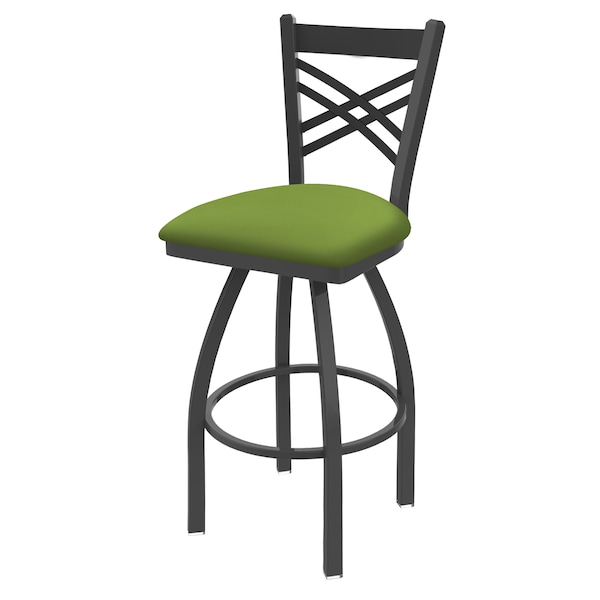 25" Swivel Counter Stool, Pewter Finish, Canter Kiwi Green Seat